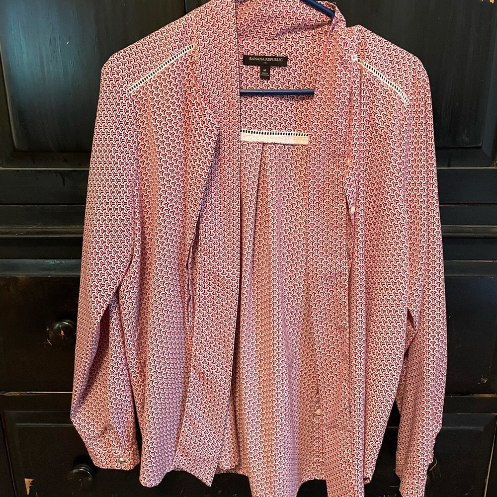 Red women’s button down blouse